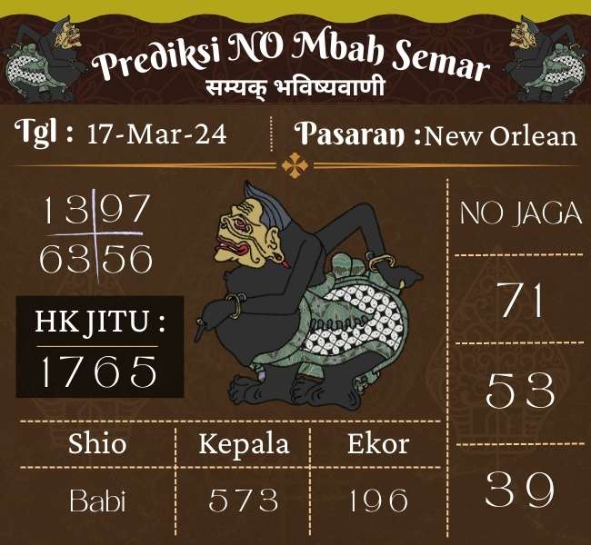 Prediksi NEWORLEAN Mbah Semar Hari Ini 17 Maret 2024