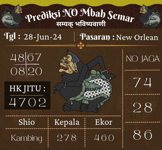 Prediksi NEWORLEAN Mbah Semar Hari Ini 28 Juni 2024