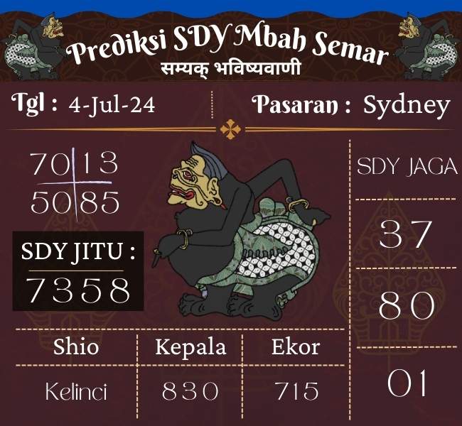 Prediksi SDY Mbah Semar Hari Ini 04 Juli 2024