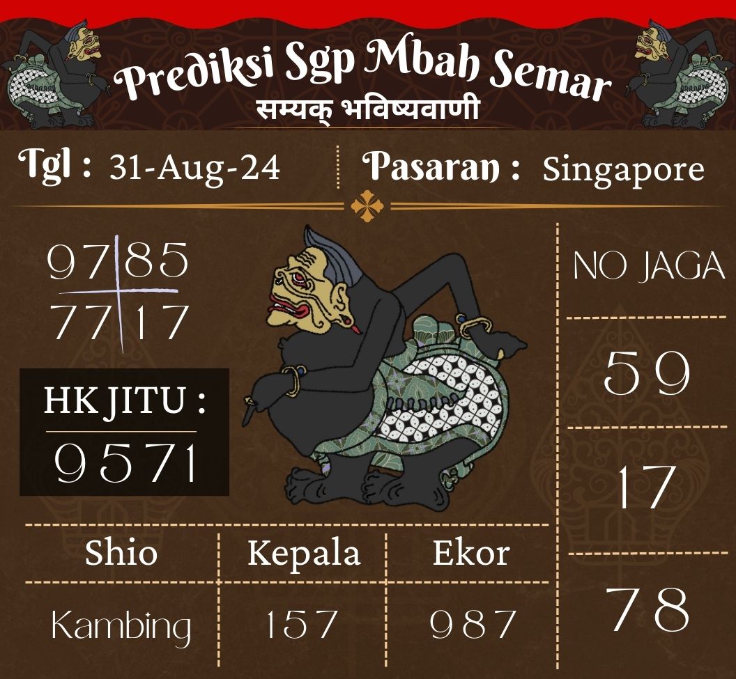 Prediksi Togel SGP Mbah Semar Hari Ini 31 Agustus 2024